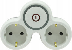 Double Plug Splitter Switch Z U Schuko R-21bws S B W-72003