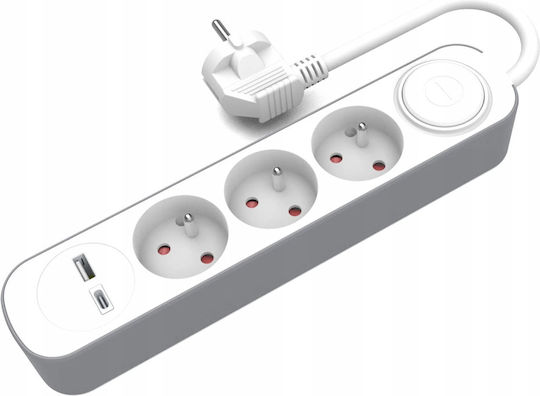 Festverlängerungskabel 3x Schalter Usb A Usb C Steckdosen 5m Schuko Ps-370sws+usba+usbc/5 E W-30008