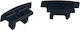 Set of Plastic End Caps P108 1 Piece With Hole & 1 Piece Without Hole Black