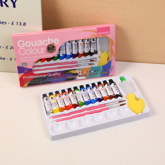 Acrylic Colours Set Aluminum Tube 2 Brushes 12 Pieces
