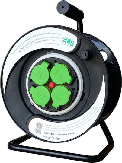 Els Elektrotechnika Verlängerungskabel Design 30m Ow3*2.5 4x230v Ip44 Kunststoff Trommel Fixiertes Panel