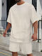 Ανδρικό Καλοκαιρινό Σετ T-shirt Βερμούδα Μπεζ Us-4075