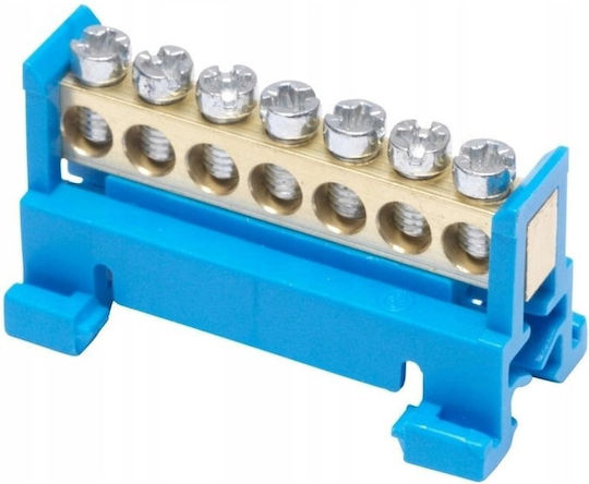 N7 Neutral 7-channel Terminal Strip Rail 16mm 400v Ac 63a Blue 81700003