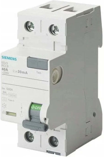 Residual Current Circuit Breaker 2p 25a 300ma 230v Type F 5sv3612-3