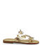 Leather Women's Flat Sandals Gold