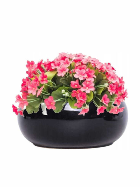 Polnix Ceramic Black Plant Pot with Stand 19x8cm