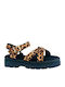 Leather Women's Flat Sandals Brown