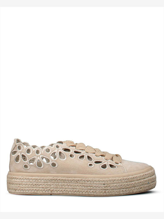 CafeNoir Women's Flatforms Sneakers Beige