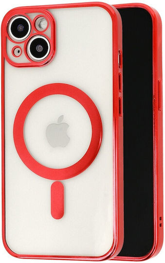 Magsafe Case Apple Iphone 14 Camera Protection Full Tpu Electroplated Colored Edges Magnetic Wireless Charging Flippy Red