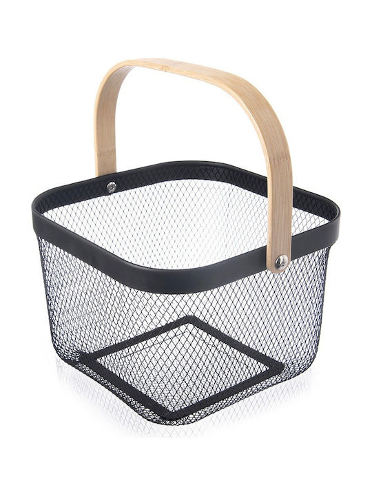 Orion Bamboo Black Storage Basket 27x24.5x17.5cm