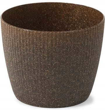 Brown Plastic Flowerpot 14x11cm Vertical Stripes Magnolia Brown Plastic Flowerpot 14x11cm Vertical Stripes Magnolia