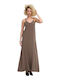 Sommer Maxi Damenkleid Braun