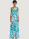 Maxi Abendkleid mit Rüschen Weiß