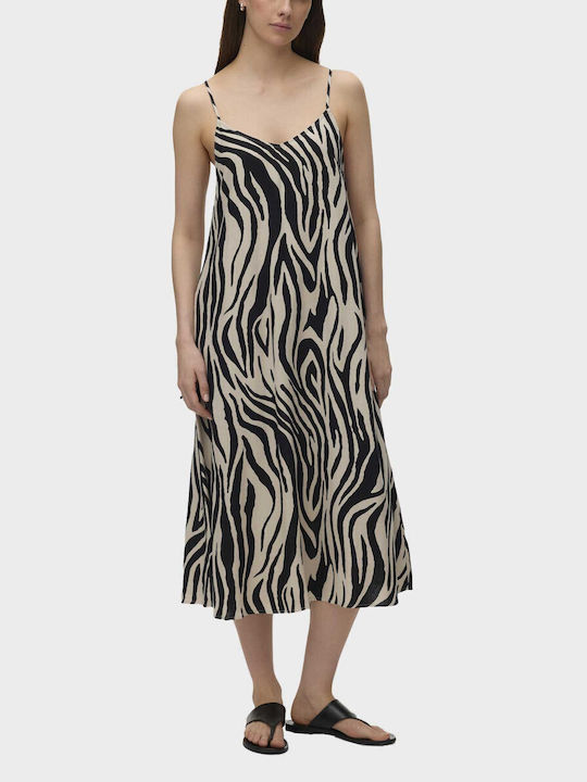 Vero Moda Jesmilo Sommer Midi Damenkleid Schwarz