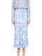 High Waist Midi Skirt Ecru Blue