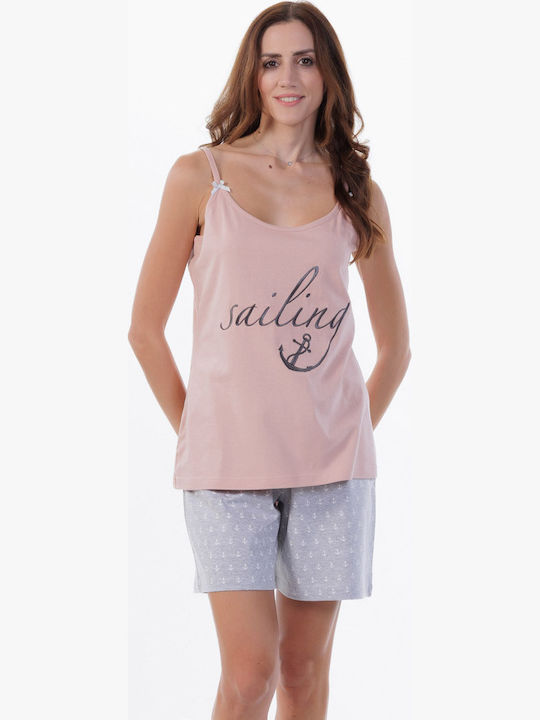 MEI Summer Women's Cotton Pyjama Set Pink