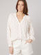 Long Sleeve Women's Shirt Beige/Pink Striped