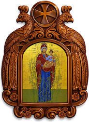 Heilige Maria Myrtiidiotissa Hölzernes Ikone mit Adler 39cm Heilige Maria Myrtiidiotissa Hölzernes Ikone mit Adler 39cm