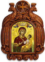 Heilige Maria Myrtiidiotissa Hölzernes Ikone mit Adler 39cm Heilige Maria Myrtiidiotissa Hölzernes Ikone mit Adler 39cm