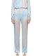 Damen Satin-Hose Gestreift Blau