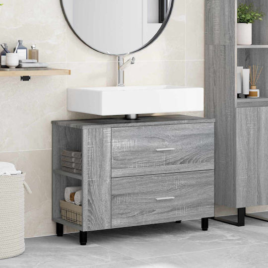 vidaXL Pătrat Fără Unitate De Mobilier Pentru Baie L80xA35xÎ60cm Gri Sonoma