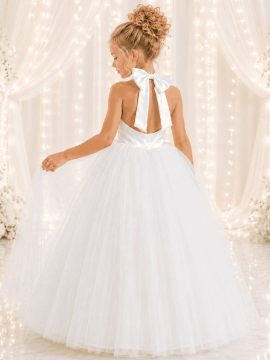 Girls Dress Sleeveless for Flower Girl White