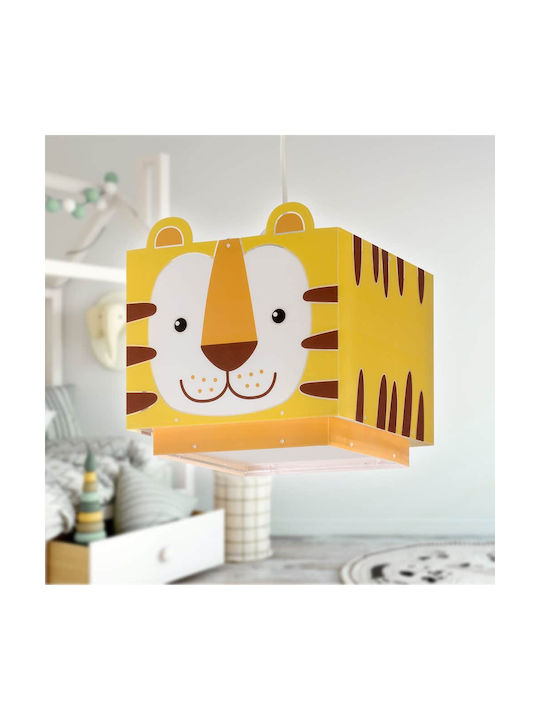 Ango Little Tiger Single-Light Kids Ceiling Light from Plastic 23W with E27 Base Orange 24x24cm