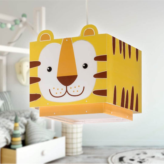 Ango Little Tiger Single-Light Kids Ceiling Light from Plastic 23W with E27 Base Orange 24x24cm