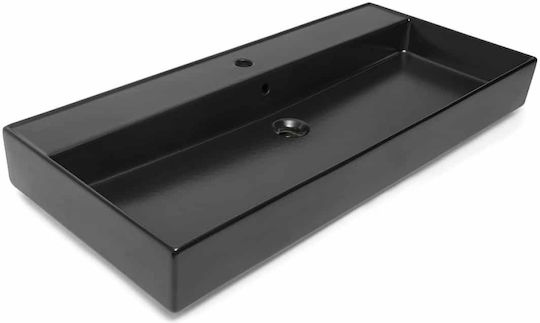 Swiss Aqua Technologies Седящ Порцеланов Умивалник 100.4x46.5x13cm Черен Мат Swiss Aqua Technologies Седящ Порцеланов Умивалник 100.4x46.5x13cm Черен Мат