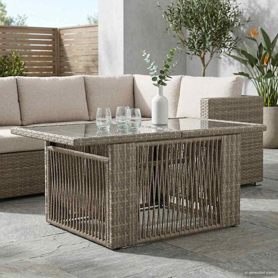 Τραπέζι Καθιστικού Εξωτερικού Χώρου Rattan Γκρι 100x55x37εκ.