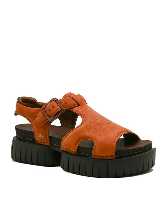 Leder Damen Anatomisch Flache Sandalen Tabac