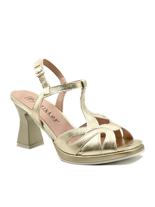 Pitillos Damen Sandalen Aus Leder Anatomisch Gold