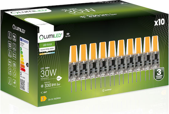 Lumiled LED Bulbs 3W For G4 Socket Natural White 330 Lumen 10 Pieces