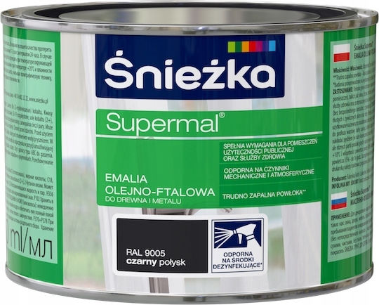 Śnieżka Supermal Oil-alkyd Enamel Wood Metal Black Gloss 0.4l