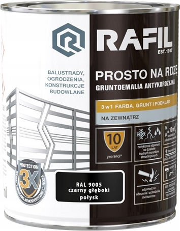 Rafil Метален Емайл Право На Ръжда Черен Дълбок Блестящ 0.75л
