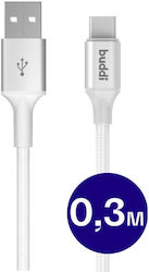 Buddi Flex USB 2.0 Cable USB-C Male - USB-A 12W White 0.3m Buddi Flex USB 2.0 Cable USB-C Male - USB-A 12W White 0.3m