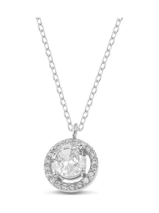 Themelidis Jewels Halskette Rosette aus Silber mit Zirkon