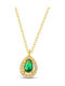 Themelidis Jewels Necklace Rosette From Gold Plated Silver With Green Zircon