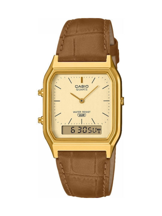 Casio Vintage Ρολόι Μπαταρίας με Δερμάτινο Λουράκι