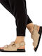 Leather Women's Flat Sandals Beige