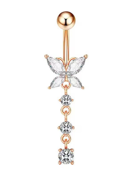 Amalfi Accessories Bauchnabelpiercing aus Vergoldetem Stahl Rosa
