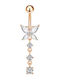 Amalfi Accessories Bauchnabelpiercing aus Vergoldetem Stahl Rosa