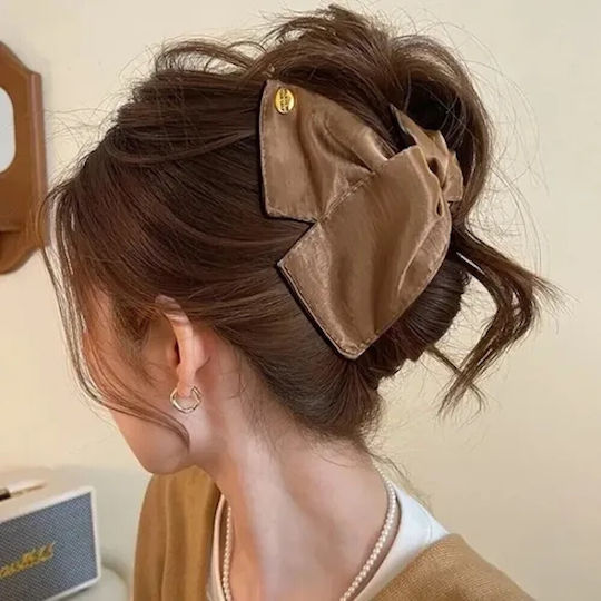 Hair Claw Shark Shape Gold Detail Mocha