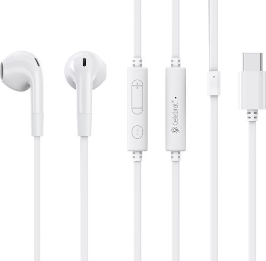 Celebrat G39 Ohrstöpsel Freisprecheinrichtung Kopfhörer mit USB-C Weiß