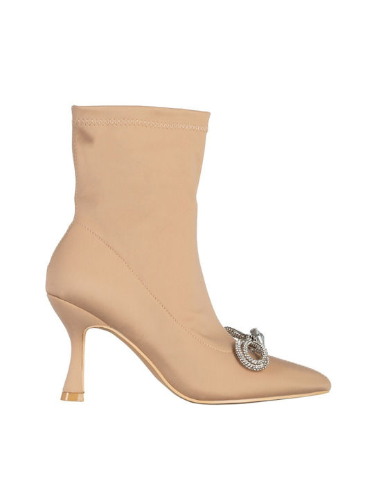 Stiefeletten Damen Astrogali mit hohem Absatz Beige