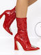 Stiefeletten Damen aus Lackleder mit hohem Absatz Rot