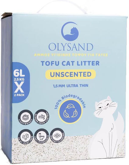Olysand Plant-Based Cat Litter Tofu Fine-Grained with Freshness Scent 12lt (2x6L)
