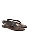 Leder Flache Sandalen für Damen Braun