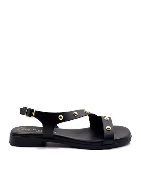Damen Anatomisch Flache Sandalen Schwarz