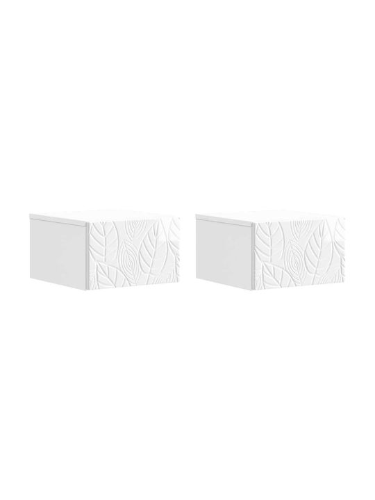 Wooden White Bedside Tables 2 Pieces 49x34.5x20cm